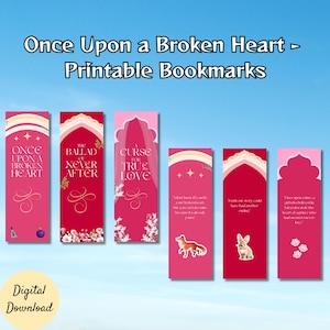 Printable Bookmarks inspired by Once Upon a Broken Heart by Stephanie Garber | Booktok | Print and Cut | Digital Download | Prince of Hearts