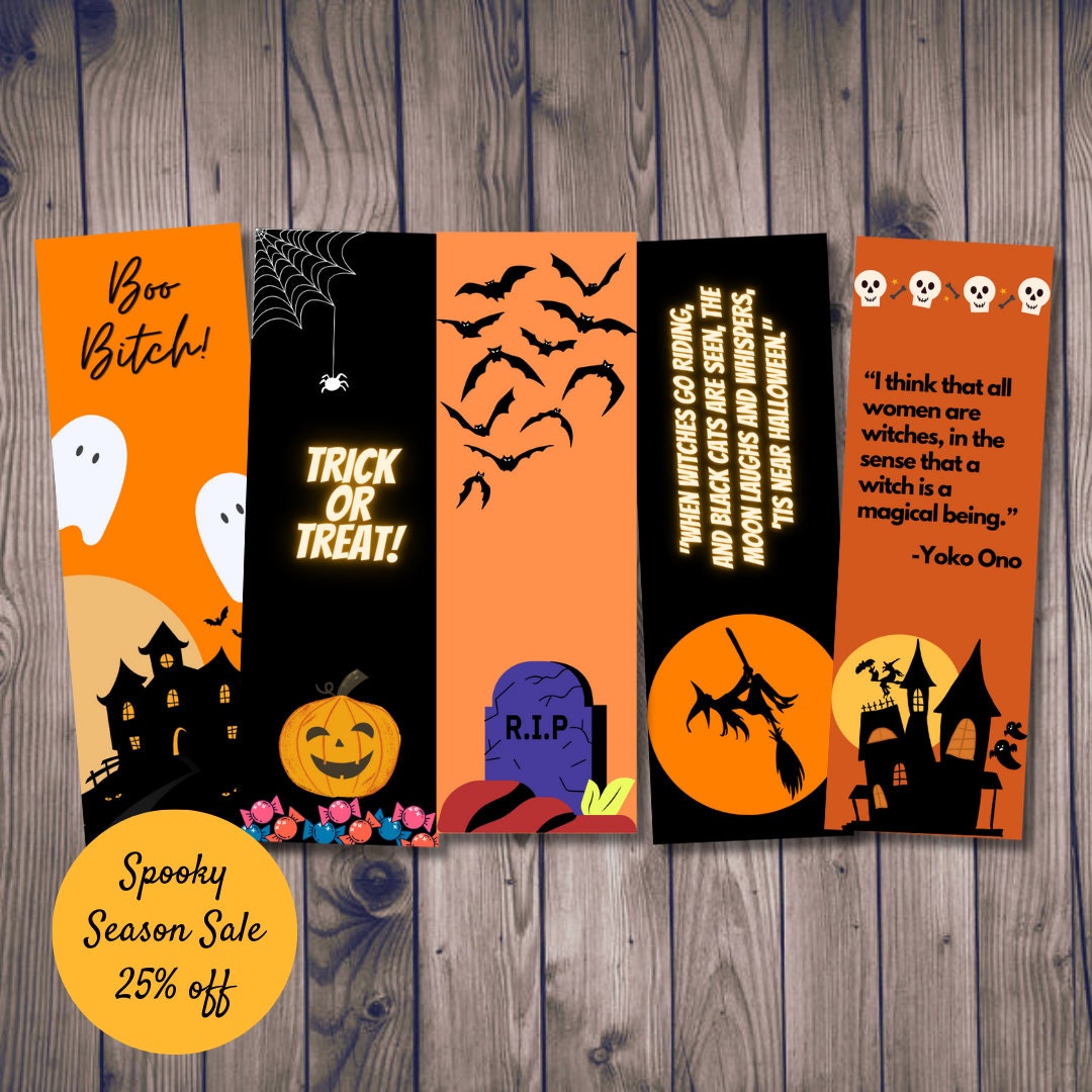 printable-halloween-bookmarks-set-of-5-digital-download-etsy