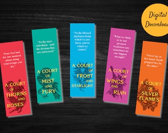 Printable Bookmarks inspired by The Court of Thornes and Roses series by Sarah J. Maas | ACOTAR | Booktok | Print and Cut | Instant Download