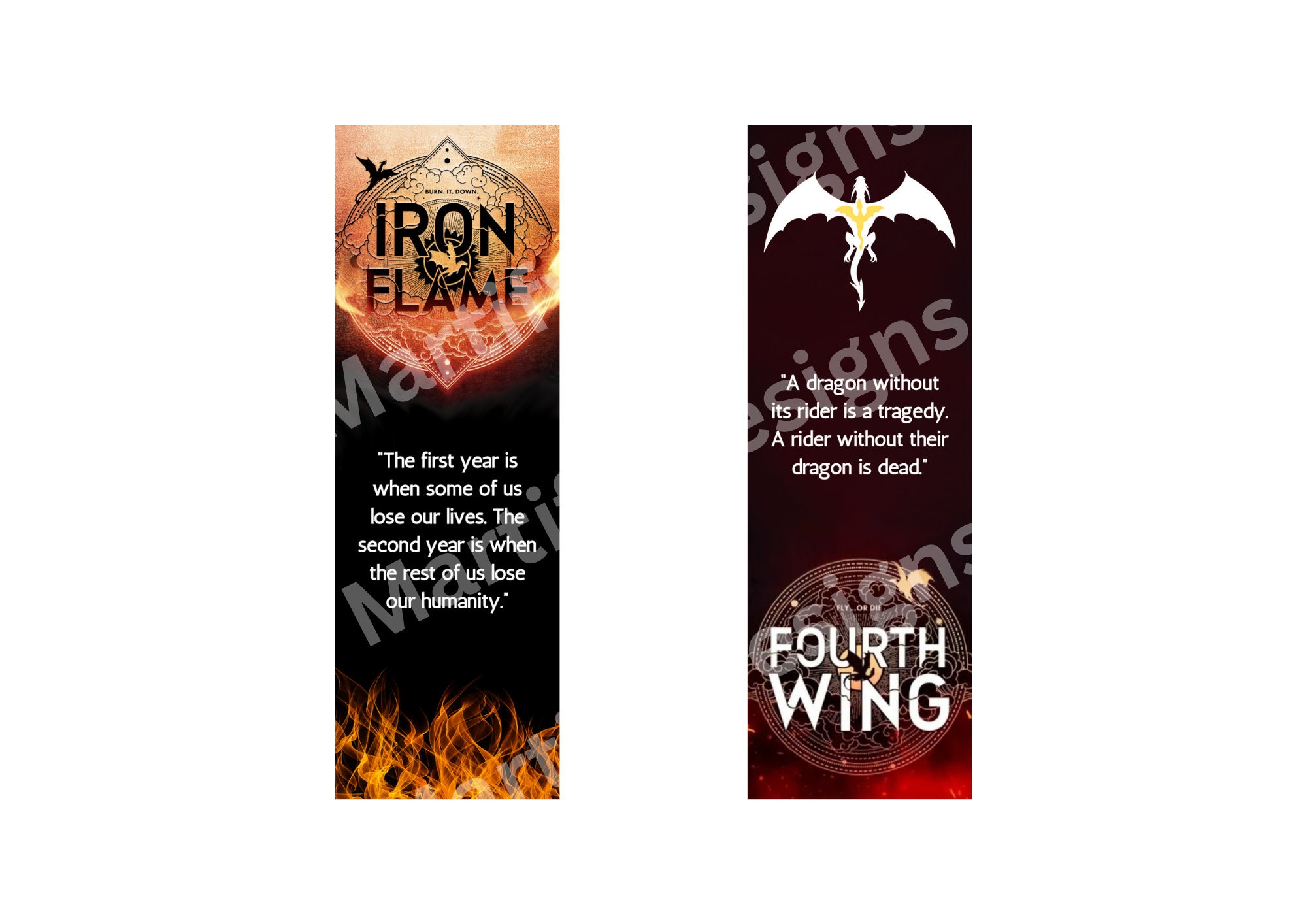 6 Printable Bookmarks Inspired by Fourth Wing and Iron Flame by Rebecca ...