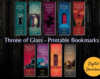 Printable Bookmarks inspired by The Throne of Glass series by Sarah J. Maas | ToG| Booktok | Print and Cut | Instant Download | Digital