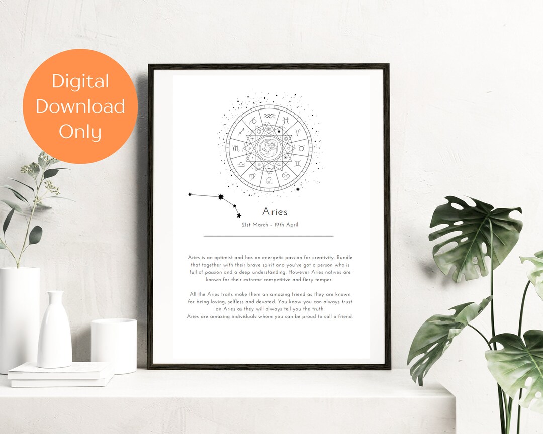 Printable Aries Zodiac Quote | Digital Print | Digital Download ...