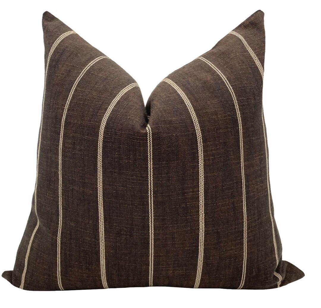 Made From Vintage Hemp, Brown Striped Pillow Cover, Designer Pillow