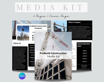 Construction Media Kit, Marketing Toolkit for Construction Company, Company Profile for Contractor Services, Business Service Portfolio