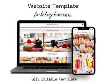 Website Template for Bakery Business, Online Bakery Website, Website for Pastry Shop, Editable Website for Cake & Cupcake Shop, Wix Template