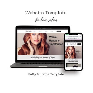 Wix Website Template for Hair Salon Businesses, Hair Stylist Website Template for Wix, Hairdresser Website, Beauty Salon Website Template