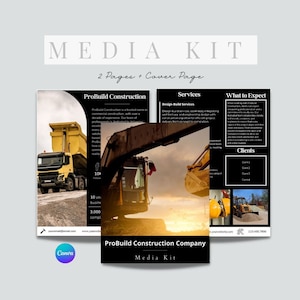 Contractor Media Kit, Marketing Toolkit for Construction Company, Company Profile for General Contractor, Business Service Portfolio Flyer image 1