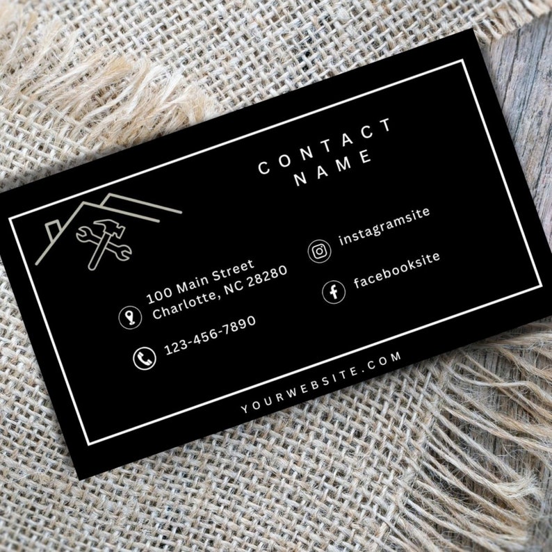 Custom Construction Business Card, General Contractor Card, Handyman