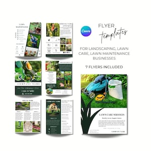 Landscaping Flyer Templates, Flyers for Lawn Care Businesses, Lawn Maintenance, Lawn Mowing Services, Lawn Service Company, Editable Flyer