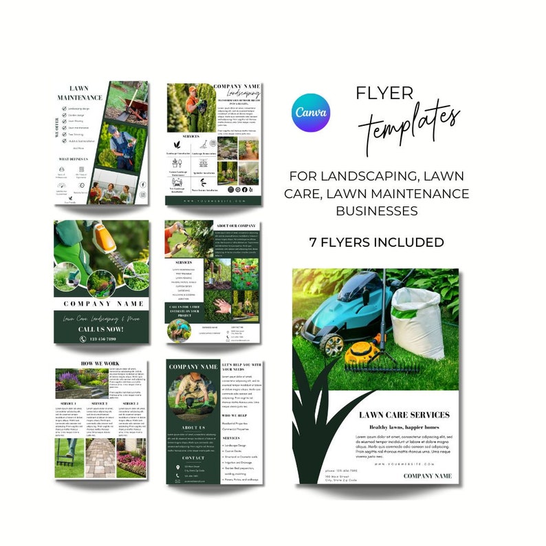flyer templates for landscaping, lawn care, lawn maintenance, lawn mowing businesses