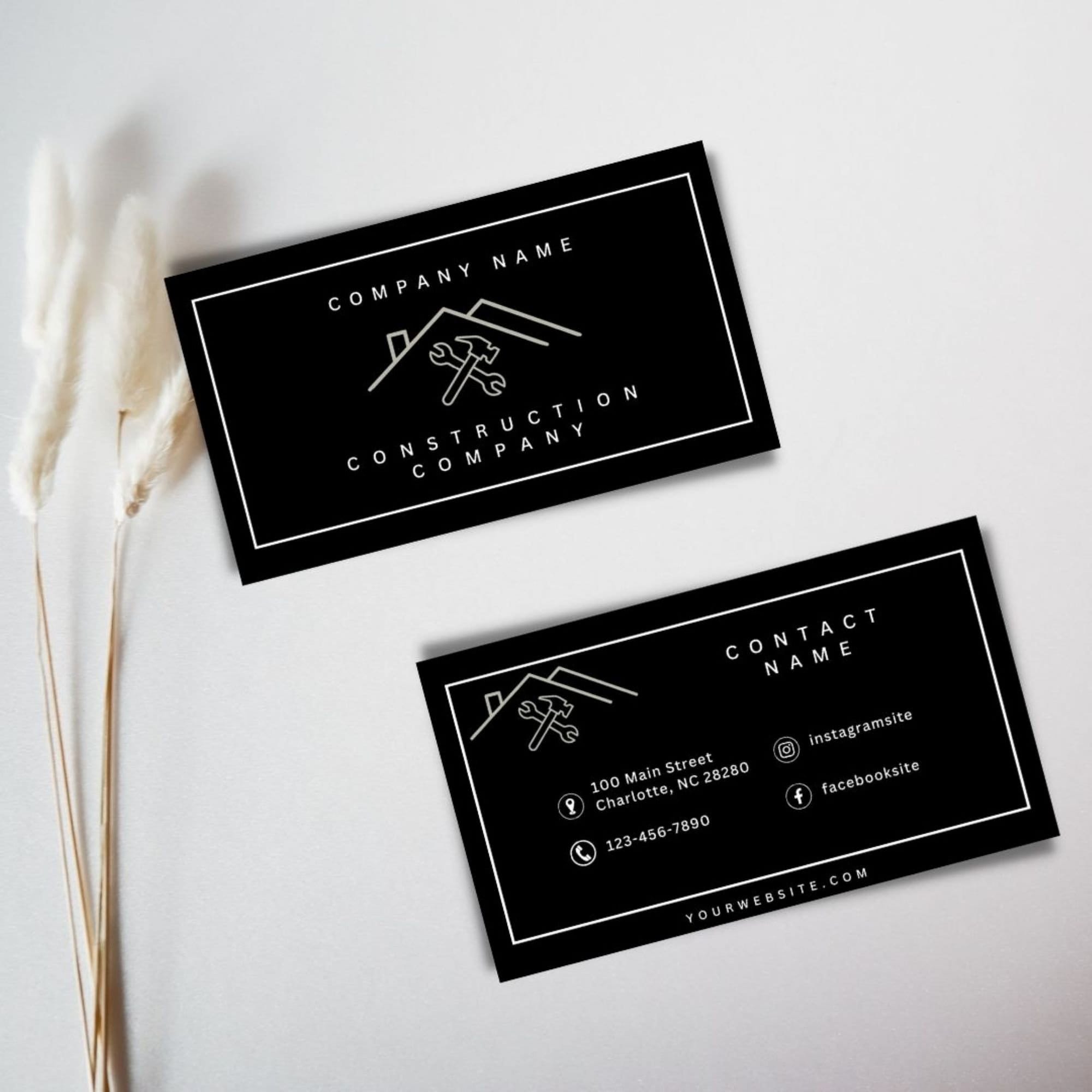 Custom Construction Business Card General Contractor Card