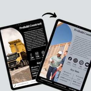 Contractor Media Kit, Marketing Toolkit for Construction Company, Company Profile for General Contractor, Business Service Portfolio Flyer image 5