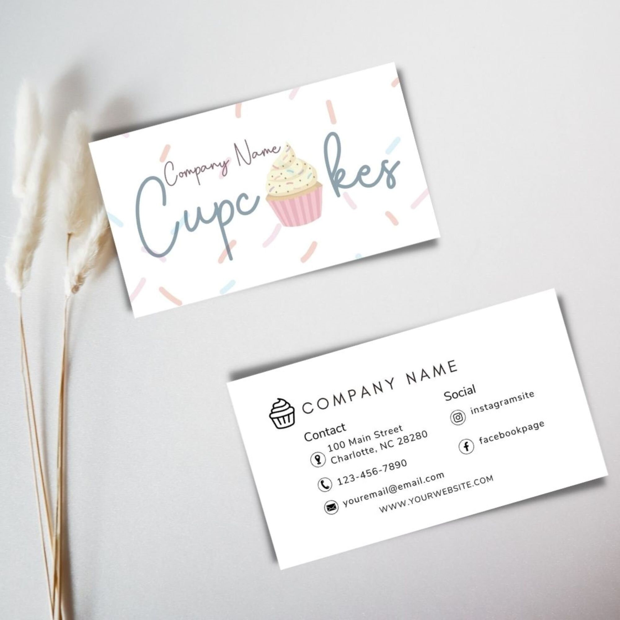 Bakery Business Card, Cupcake Business Card, Baker Business Card