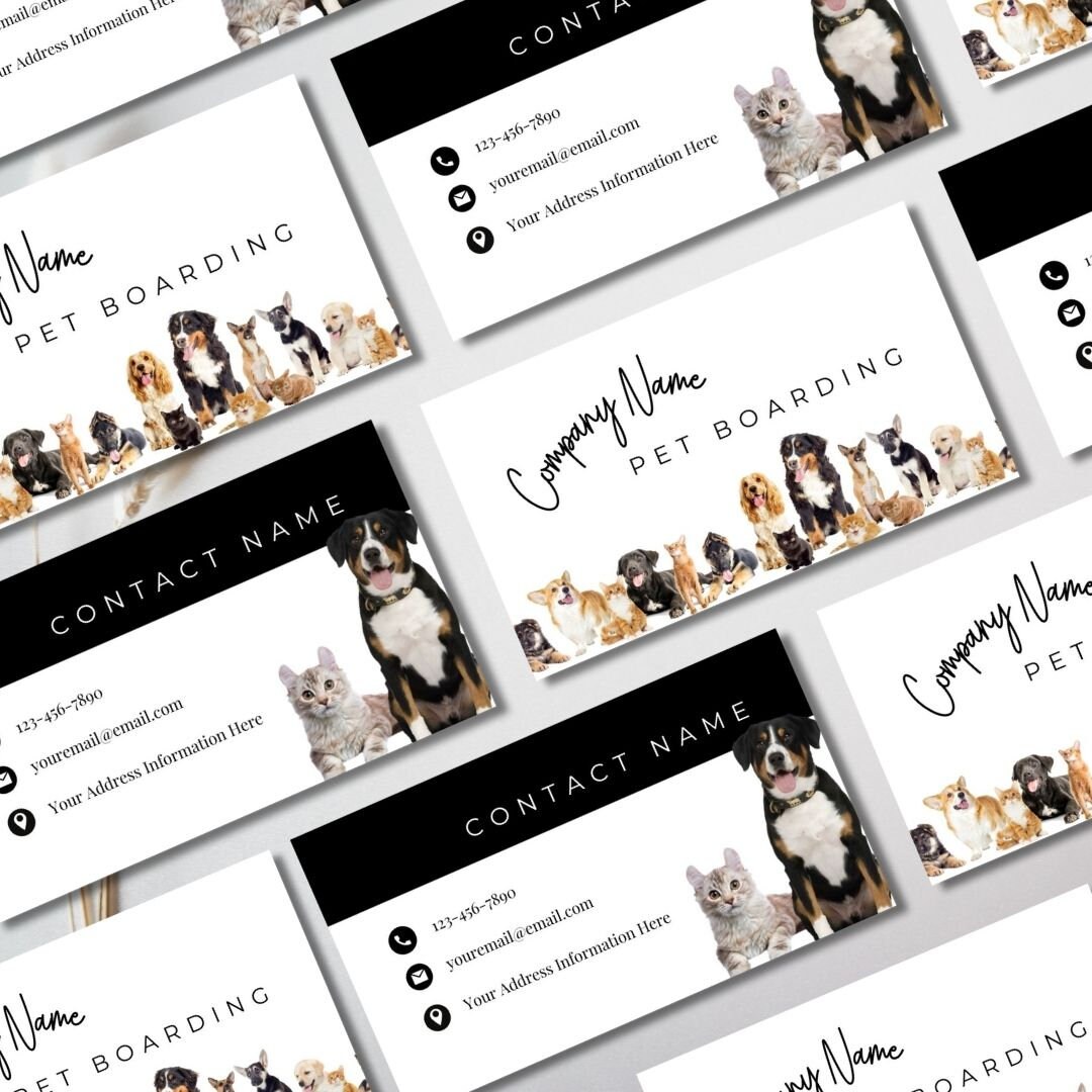 Pet Boarding Business Card Custom Animal Boarding Business Etsy