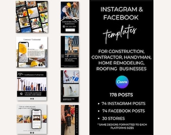 Construction Social Media Templates: Contractor, Handyman (Canva)