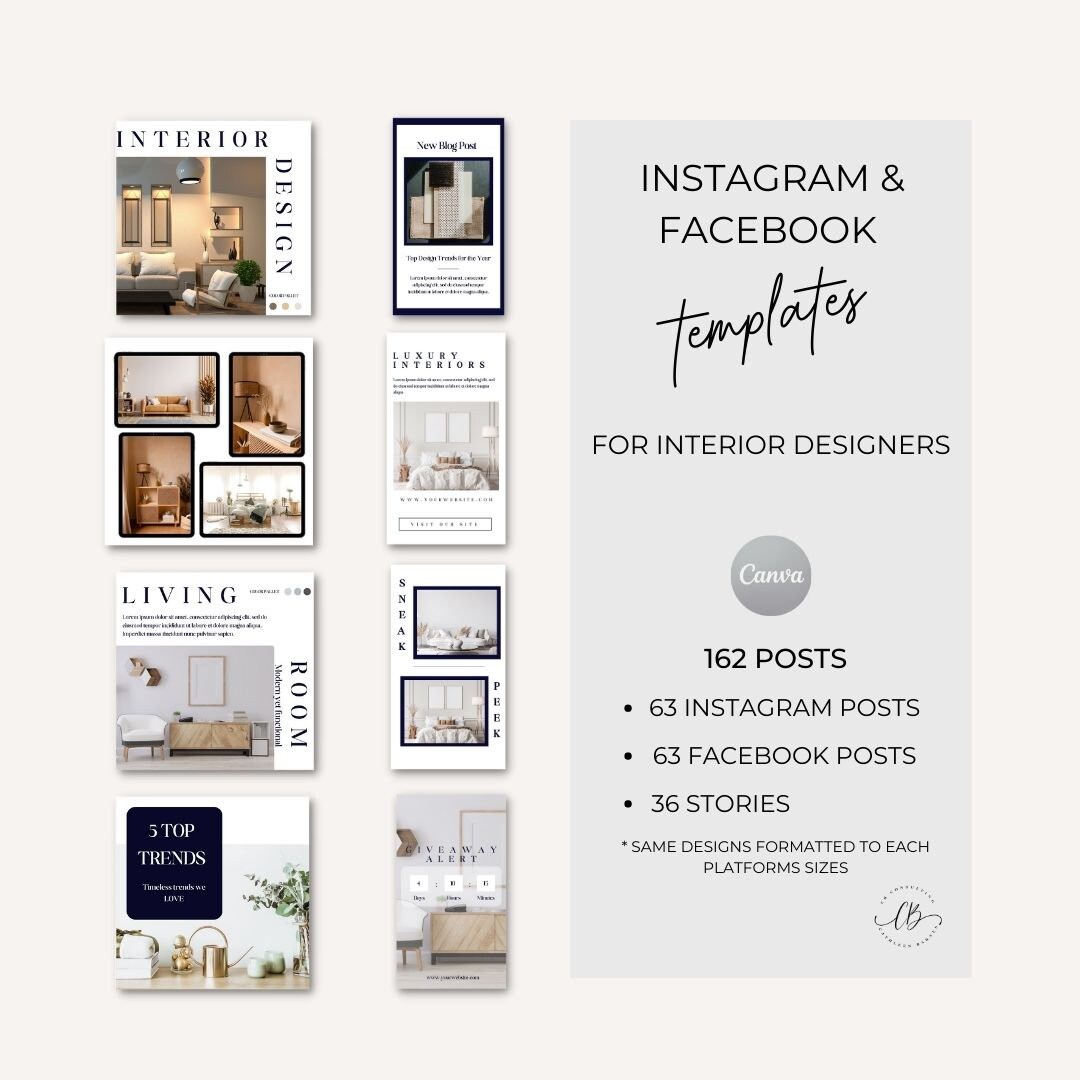 Interior Design Social Media Templates: Canva Posts & Stories (digital ...
