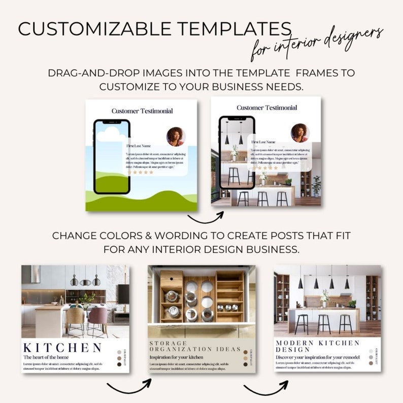 Interior Design Social Media Templates: Canva Posts & Stories (digital ...
