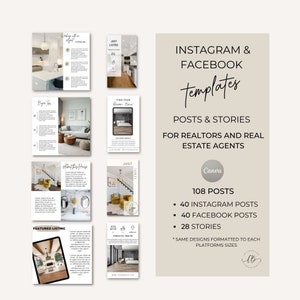 Real Estate Social Media Templates: Realtor Instagram & Facebook Posts (Canva)