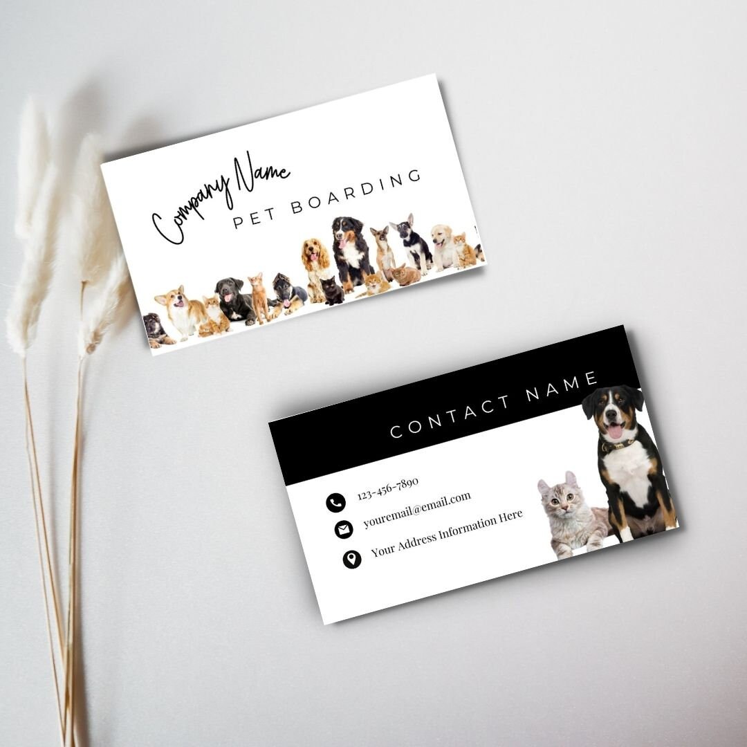 Pet Boarding Business Card Custom Animal Boarding Business Etsy