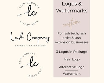 Eyelash Logo & Watermark Package, Logo Design for Lash Artist, Lash Technician Logo, Lashes Logo Design, Eyelash Extension Business