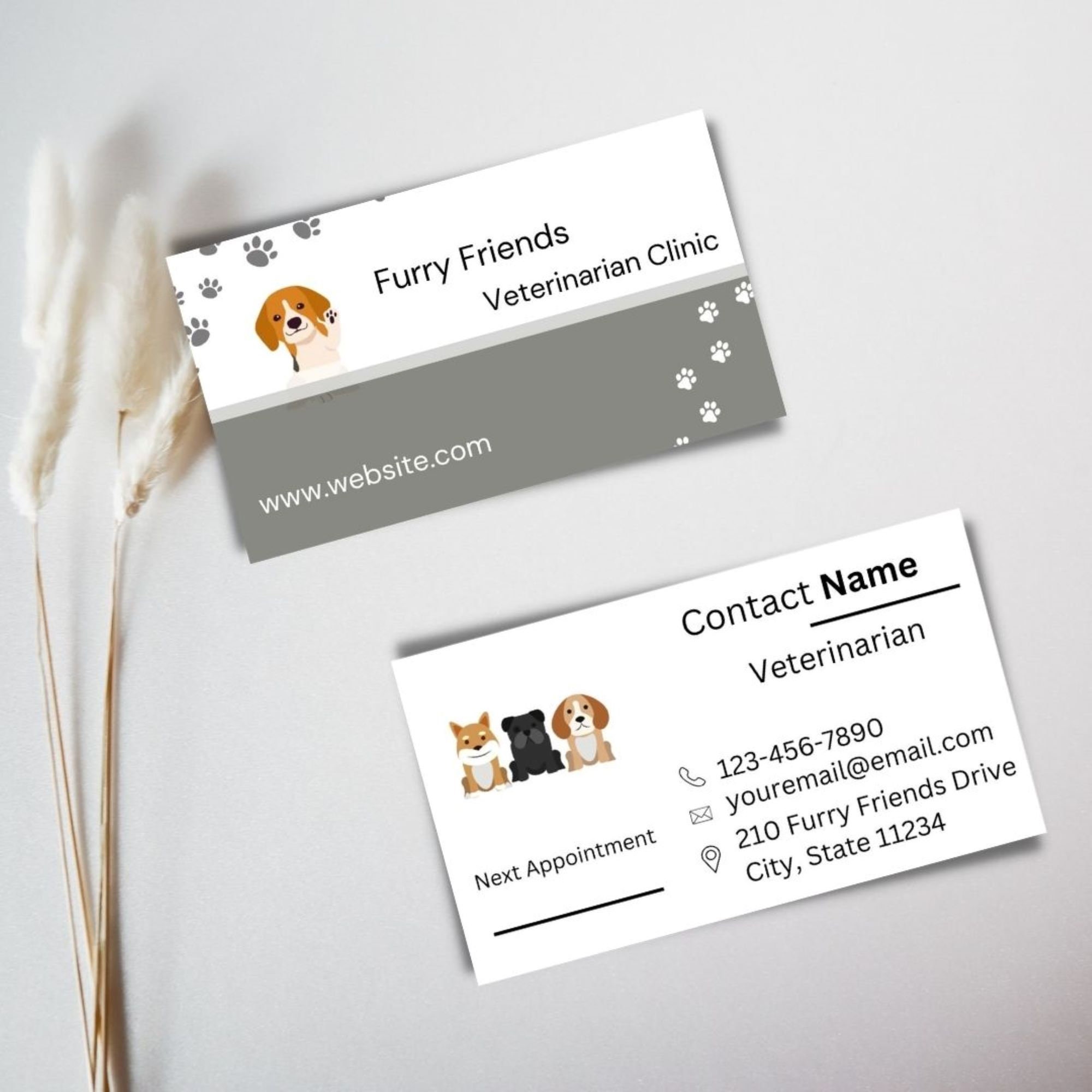 Veterinarian Business Card, Pet Sitting Card, Dog Walking Card, Pet
