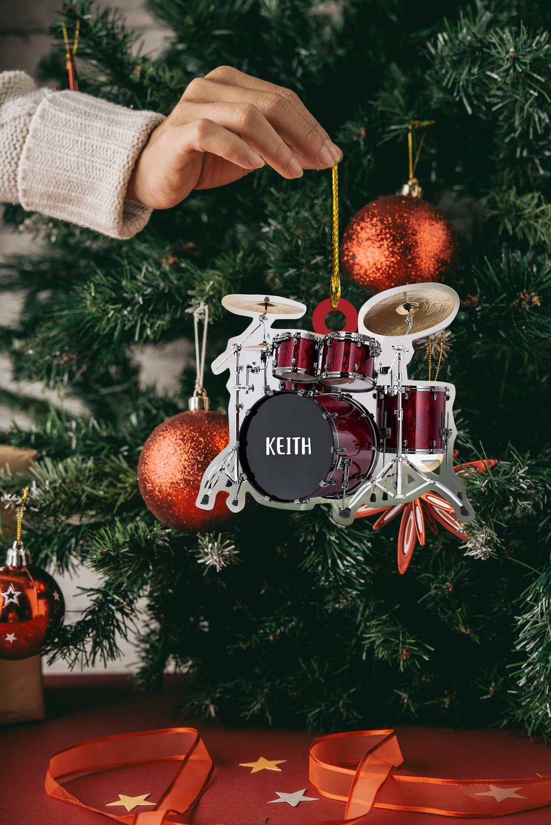 Custom Name Ornament Gift for Drummer Drum Set Ornament Etsy UK