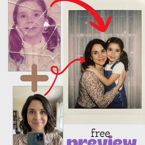 Personalized Polaroid-Style Portrait: Unique Christmas Memory Gift (Digital Download) Hug Your Younger Self Portrait