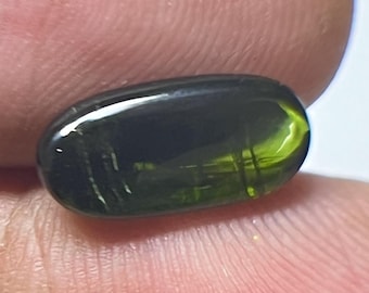 Green Tourmaline Cabochon: 7x14mm Oval Gemstone, 3.45 ct, Jewelry Making