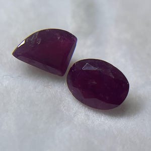 Natural African Ruby Gemstone Pair | Trillion & Oval Faceted (1.65ct)