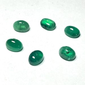 6 Piece Emerald Cabochon Lot – Genuine Green Gemstones for DIY Jewelry, May Birthstone Stones – Mother’s Day Special Gift – Festival Sale
