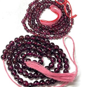 Tiny Garnet Bead Strand Necklace – Adjustable Natural Red Crystal for Minimalist Jewelry & Craft Design