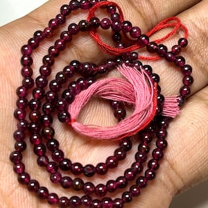 Natural Garnet Necklace | Tiny 2mm 3mm Beads | Adjustable Handmade Jewelry | Red Gemstone Necklace | Healing Crystal Gift