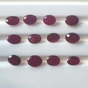 Natural Ruby Mini Mix Size Oval Faceted Parcel 12 Pcs 6x4–6x5mm 7.60 Carat