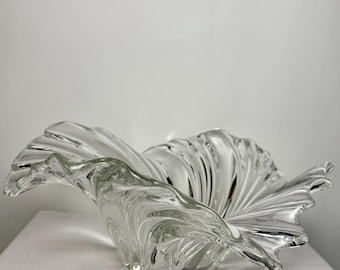 Gran ensaladera de cristal Mikasa Belle Époque, estilo Belle Époque, plateada, con diseño de remolino ondulado, ideal para fiestas. 37 cm de ancho. Centro de mesa vintage de los años 80.