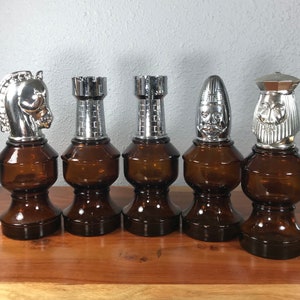 Avon Cologne Decanter 1970-80’s Chess Game Pieces Rook Smart Move Knight King Bishop Oland Perfume Bottles Reusable Vintage Retro Collector