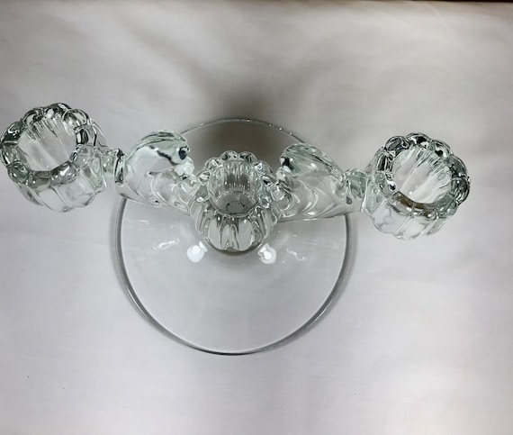 Heisey Crystolite Crystalite CandleStick Clear Candelabra Candle Holder  Dining Taper Table Dining Centerpiece 1930-50’s Vintage