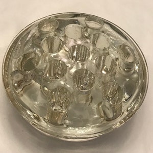 Flower Frog Clear Glass Arrangement Bouquet Arranger Round 13 Hole 4.25” Display Footed Collectable Florist Floral Pencil Pen Holder Vintage