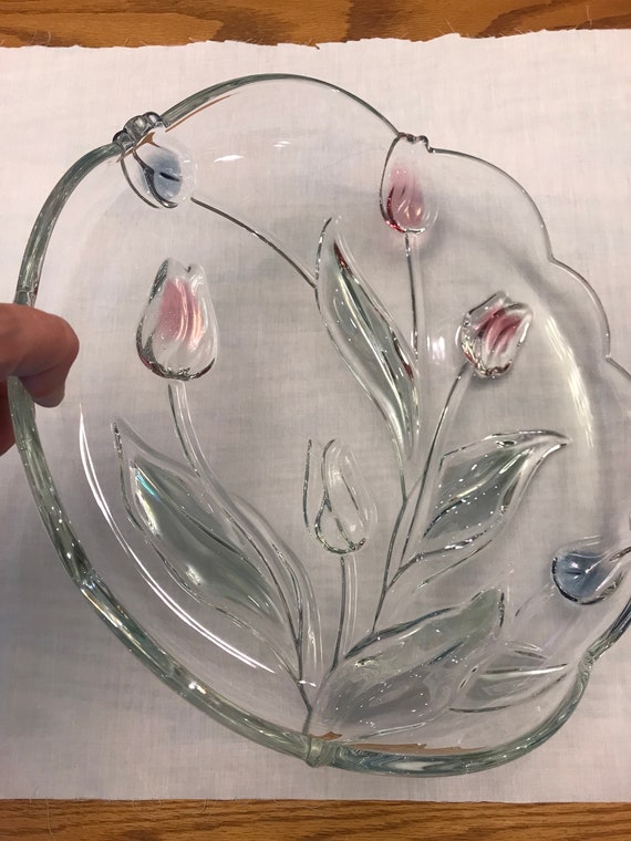 Mikasa Tivoli Crystal Platter Plate Pink Violet Colored