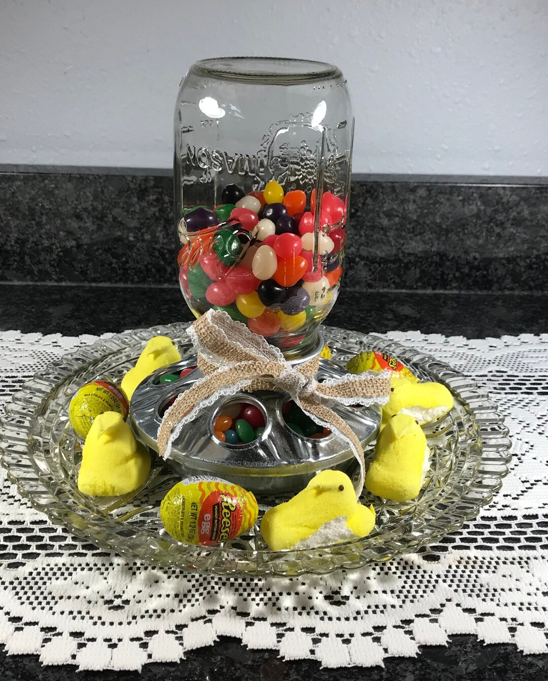 Chicken Feeder Candy Dish Glass Ball Mason Jar Sweet Serving Etsy