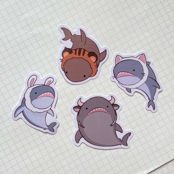 Catfish Shark vinyl stickers (Tiger shark, Bull shark, Cat ears shark and Bunny ears shark)