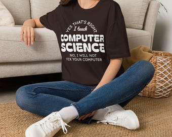 Prezent dla nauczycieli informatyki | Koszulka z napisem „Uczę informatyki” | Bawełna | Koszulka techniczna