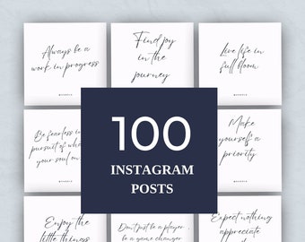 Può includere: Un collage di 100 citazioni ispiratrici per i post di Instagram. Le citazioni sono scritte a mano e centrate su uno sfondo bianco. Le citazioni includono: "Sii sempre un lavoro in corso", "Trova la gioia nel viaggio", "Vivi la vita in piena fioritura", "Sii impavido nella ricerca di ciò che la tua anima desidera", "Fai di te stesso una priorità", "Goditi le piccole cose", "Non essere solo un giocatore, sii un game changer", e "Non aspettarti niente, apprezza tutto".