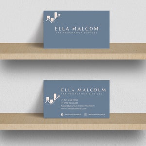 Tax Preparer Business Card Template, Tax Prep Professional Business card, Tax Season, Tax Preparation Accounting Business, 002-01 Slate Blue