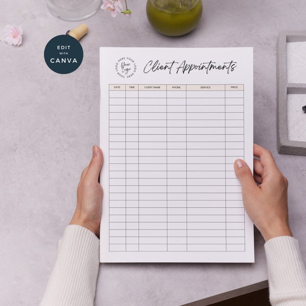 Salon Appointment Sheet Etsy