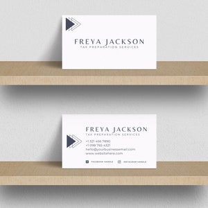 Tax Preparer Business Card Template, Tax Prep Professional Business card, Tax Season, Tax Preparation Accounting Business, 002-01 White Navy