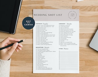Wedding Photography Shot List,Wedding Photographer Shot List,Printable Wedding Photo Checklist,Wedding Shot List,Printable, Instant Download