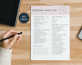 Wedding Photography Shot List,Wedding Photographer Shot List,Printable Wedding Photo Checklist,Wedding Shot List,Printable, Instant Download
