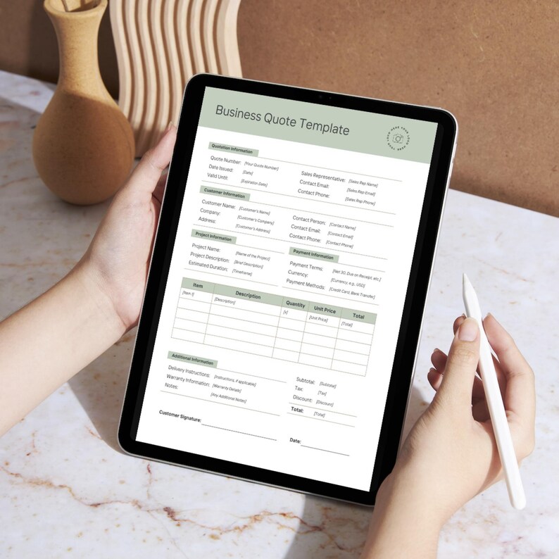 Business Quote Template | Estimate Work Form | Job Breakdown | Editable ...