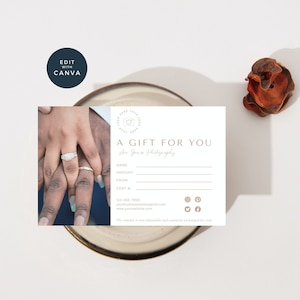 Gift Certificate Template, Editable Wedding Photography Gift Certificate, Canva, Photographer Gift Voucher, Photography Gift Card, Brown