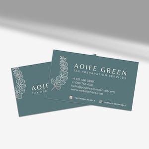 Tax Preparer Business Card Template, Tax Prep Professional Business card, Tax Season, Tax Preparation Accounting Business, 002-01 Dark Green